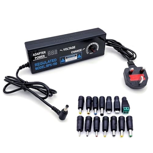 JZK Adjustable Voltage Power Supply 3V-24V 5A 120W with Digital Display, 100-240V AC to DC 3V 5V 6V 9V 12V 15V 18V 19V 20V 24V Universal Power Adapter Converter Transformer with DC Plug Tips