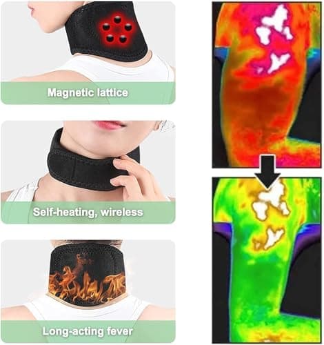 Magnetic Neck Support Brace, Self Heating Neck Pad with 5 Magnets, 2 PCS Adjustable Magnetic Thermal Neck Wrap Neck Warmer, Soft Cervical Collar Brace Neck Protectors for Men Women Neck Pain Relief — view 6