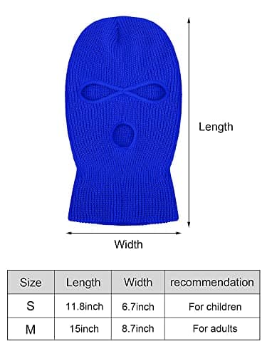 Geyoga 3 Hole Knitted Full Face Ski Mask Winter Balaclava Warm Full Face Cover Thermal Skiing Mask for Men Women Sport Outdoor(Kid Size,Royal Blue) — view 3