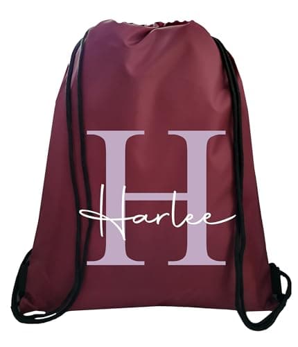 JJLC Personalised PE School Bag Drawstring Sports Bag Initial & Name (Maroon) — view 6