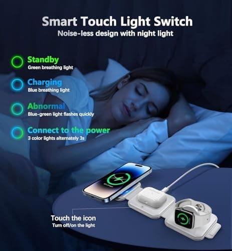 3in1 Foldable travel mag-safe charger, OneCut wireless charging station for iPhone 17/16/15/14/13/12 Series, Apple Watch Charger for iWatch 10/9/Ultra 2/Ultra/8/7/6/SE/5/4/AirPods 4/3/2/Pro — view 6