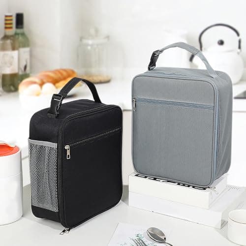 Lunch Box, Lunch Box Insulated Lunch Box Insulated Lunch Bag Soft Cooler Cooling Tote for Work, Travel, Outdoor (Black) — view 2