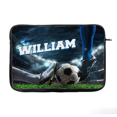 Personalised Football Laptop Sleeve – Custom Name Gift – Ideal for Kids, Teens, Football Lovers, Laptop Sleeve/Cover. (15")