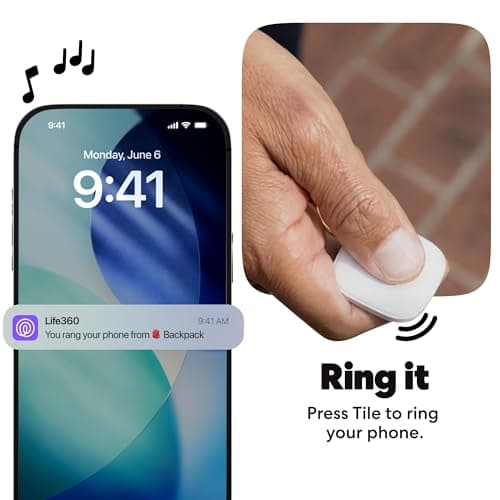 Life360 Tile- Bluetooth Tracker, Keys Finder and Item Locator for Keys, Bags and More. Phone Finder. Both iOS and Android Compatible. 1-Pack (White) — view 5