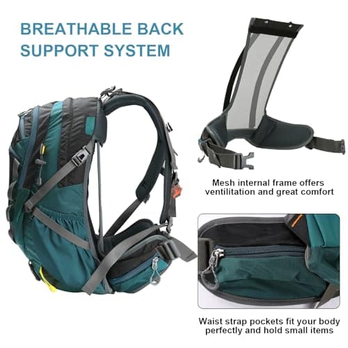 Outplea Internal Frame Hiking Backpack with Back Support, Breathable Trekking Rucksack with Rain Cover, Daypack for Camping mountaineering Travel — view 2