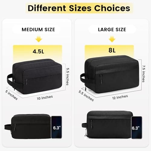 Vorspack Water Resistant Travel Toiletry Bag for Men Women - Medium & Black — view 2