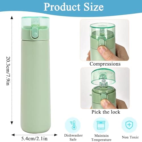 250ml Insulated Small Water Bottle with Straw - 304 Stainless Steel Flask with One-Hand Open Design, Leak-Proof Locking Lid Flask, 4-6 Hours Hot/Cold Retention and Portable for Coffee, Milk(Mint) — view 2