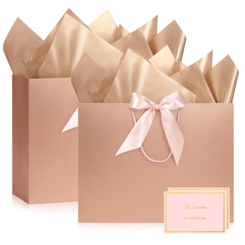 YoungTree Medium Rose Gold Gift Bag 28x20x10 cm 2-Pack
