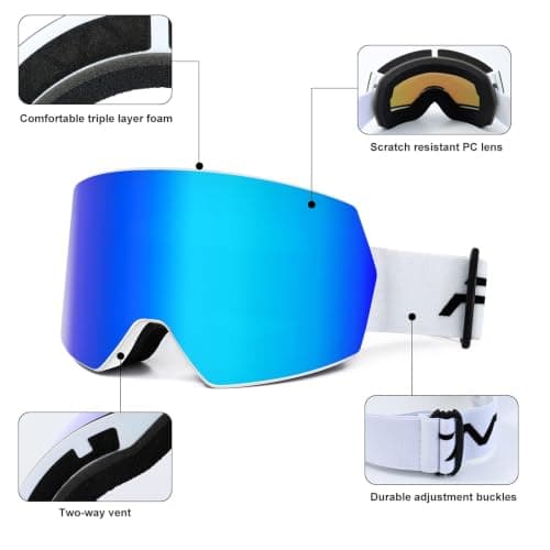 FMY OTG Ski Goggles,Snowboard Goggles for Men,Women & Youth Anti Fog — view 3