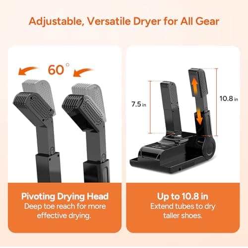 DR.PREPARE Boot Dryer Shoe Dryer, Glove & Boot Warmer with Heat Blower, Portable Adjustable Rack and Timer, Folding Design & Quick Drying for Shoes, Gloves, Hats, Socks, Ski Boots — view 6