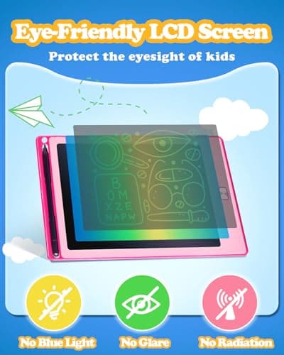 POPERFUN 2 Pack LCD Writing Tablet for Kids, 8.5 Inch Drawing Tablet for Kids Travel Games Activity,Toddlers Toys Learning Board Toys Christmas Stocking Fillers Birthday Gifts for Kid Blue&Pink — view 4