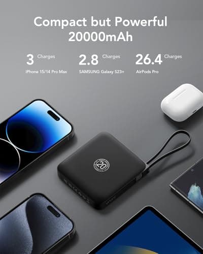 VRURC Portable Power Bank Built-in Cables 20000mAh 22.5W Fast Charging — view 5