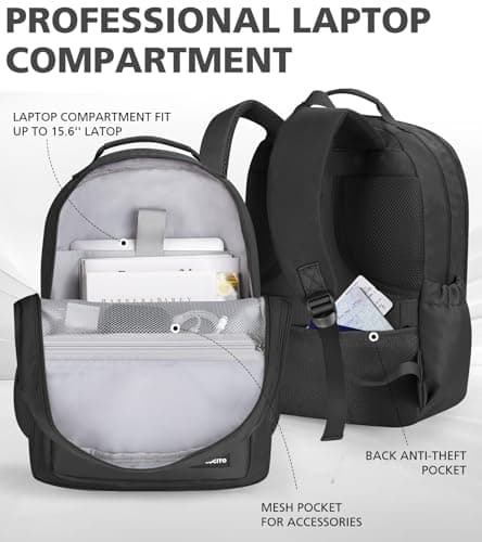MOCOCITO Backpack for School School Bags Casual Daypacks for Girls and Boys Lightweight Backpack 15.6" Laptop Backpack large backpack college bag for Teenage Black Rucksack — view 3