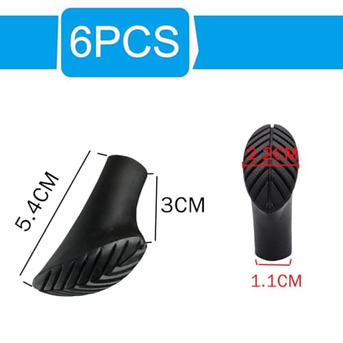 Xynovate 6 Pieces Nordic Walking Pads, Walking Pole Rubber Tips, Walking Stick Caps, Trekking Poles Spare Parts for Asphalt, Gravel, Mountains, Hiking — view 2