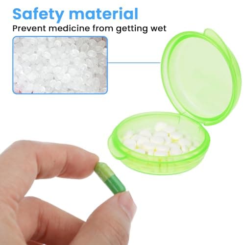 WLLHYF 5 Packs Mini Pill Case Small Pill Organizer Box Portable Vitamin Holder Travel Pill Container for Pocket Purse Pills Storage Box to Hold Medicine Cod Liver Oil (5 Green) — view 6