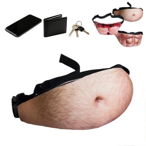 Novelty Belly Waist Bag Men, 3D Print Fanny Pack with Adjustable Belt (A)