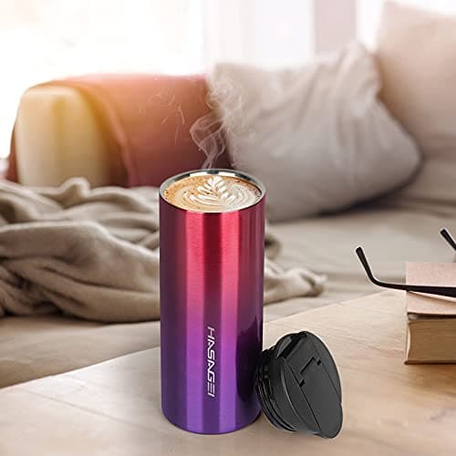 HASAGEI Travel Mug, Insulated Mug for Hot and Cold Drinks, Reusable Cup with Leakproof Lid, Vacuum Stainless Steel Bottle for Coffee and Tea (Red Purple 350ML) — view 6