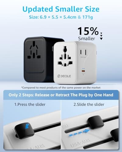 decqle “Pro” Universal Travel Adapter for International Travel -EU UK US AU — view 4