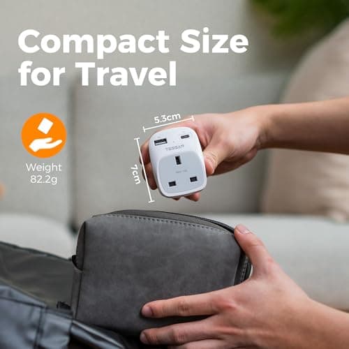 TESSAN UK to South Africa Plug Adapter, Type M Travel Adapter with USB C — view 5