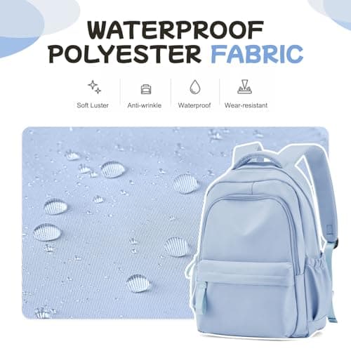 WEPLAN School Backpack School Bag for Teenage Girls Boys College Rucksack Lightweight Schoolbag Casual Backpack Dayback Women Bookbag College Waterproof 14 Inch Laptop Backpacks,C11-Sky Blue — view 6
