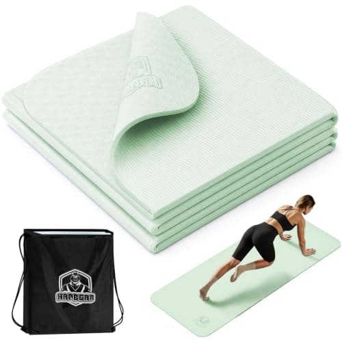 HAPBEAR Foldable Yoga Mat - 183×61cm×6mm, Includes Carry Bag