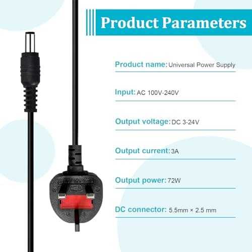 Universal Power Adapter AC 100V-240V to DC 3V-24V 3A 72W with 14 Plugs — view 5