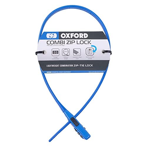 Oxford Products LK152 Combo Multi-use Security Tie & Bike Lock. Combination Cycle/Cafe/Buggy/Ski/Helmet Lock, Blue, One Size — view 2
