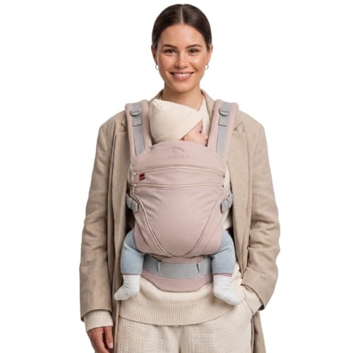 Manduca XT Happy Blush Organic Cotton Ergonomic Baby Carrier, Multi-Position Fanny Pack Backpack (Front, Hip, Back), Adjustable for Newborns and Toddlers (3.5-20 kg), Without Inserts, XT Cotton