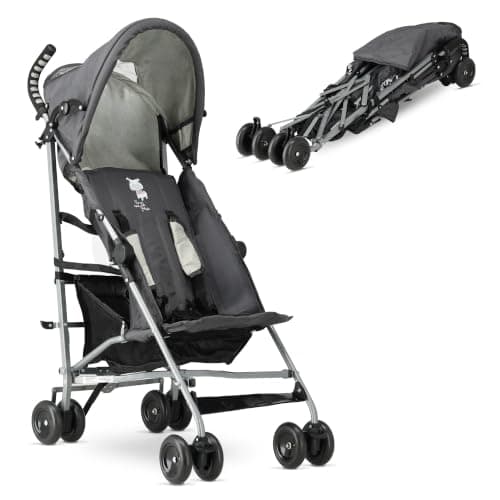 Asalvo Buggy, Compact Folding, Children's Buggy with 5-Point Safety Belt, Lightweight Pushchair with UV Protection 50+, Suitable for up to 22 kg, Grey/Cream