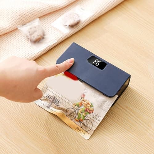 2-in 1 Mini Bag Sealer, USB Rechargeable Vacuum Sealer for Food Storage, Portable Cordless Bag Resealer with LED Display, 6-Level Adjustable Heat Sealers & Cutter,Magnetic Base for Fridge & Kitchen — view 3