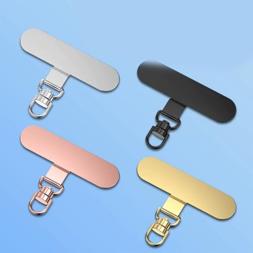 hankousi 4Pcs Phone Tether Tab Set, 360° Rotating Alloy Mobile Replacement Lanyard Patch Silver Black Gold & Rose Gold Universal Lanyard Adapter for Phones — view 2