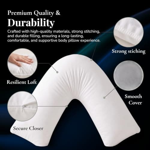 Bedding Direct UK Superior Duck Feather V-Shaped Pillow - Side Sleep Pregnancy Pillow with Polycotton Cover with Pillowcase - Support to Eliminate Neck, Back, Hip, Joint - U Shape Neck Pillow Pink — view 2