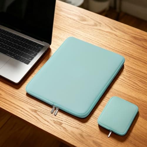 RAINYEAR 16 Inch Laptop Sleeve Case with Accessories Pouch, Mint Green — view 6