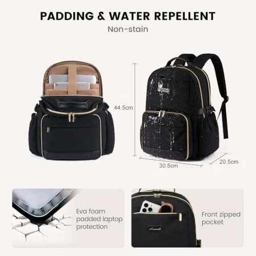 LOVEVOOK Laptop Backpack for Women with Lunch Compartment and Pouch Pocket for Large Capacity Cup,15.6 Inch Insulated Cooler Laptop Rucksack Work Travel College Teacher Business Picnic Lunch Bag Box — view 5