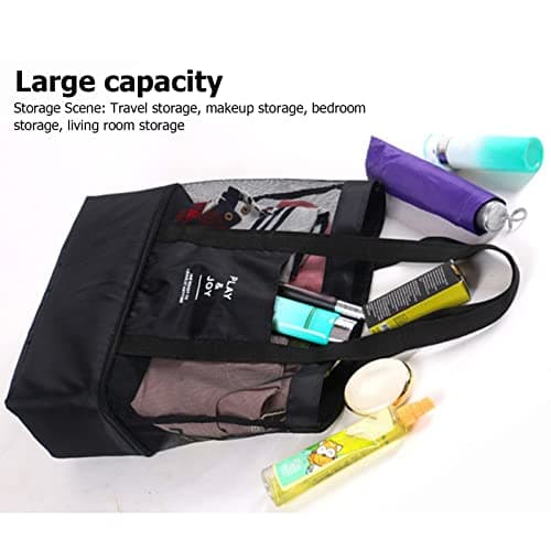 LEEZAD Mesh Tote Bag, Double Layer Nylon Insulated Beach Tote with Cooler Layer, Multi Functional Pockets Large Capacity Beach Tote for Family Travel Vaca — view 5