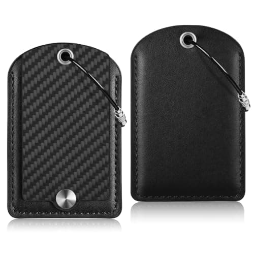 Leather Luggage Tags for Suitcases, Travel Bag Tags for Luggage Backpack, Carbon Fiber Black, Contemporary