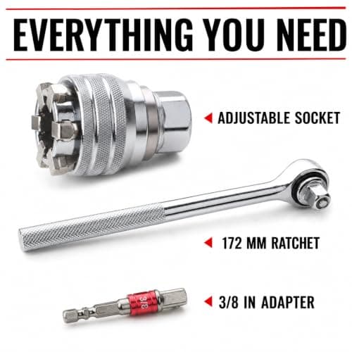 TESUKOITE 3-Piece Adjustable Universal Socket Wrench, 3/8 Inch Hex Wrench Adapter Kit for Drilling and Fastening Cool Gadgets for Men Birthday Gifts — view 2