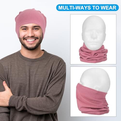 PATIKIL Winter Neck Warmer, 2 Pack Windproof Neck Gaiter Cold Weather Scarf Face Covering Ski Gaiter for Men Women, Pink — view 6