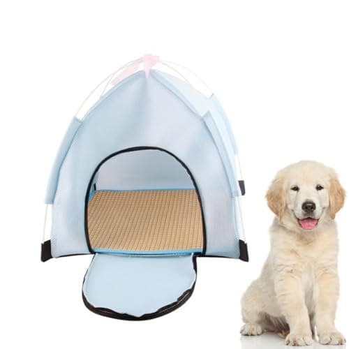 Kichvoe Portable Outdoor Foldable Pet Tent Small Size 38x38x40cm Blue Breathable Sunscreen Dog Tent for Travel and Home Use — view 5