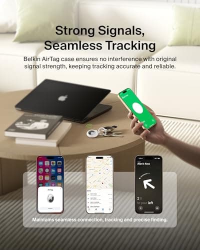 Belkin F8W973 AirTag Case with Key Ring (Secure Holder Protective Cover for Air Tag with Scratch Resistance Accessory) - White — view 6