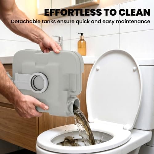 HOMCOM 10L Portable Toilet for Adults with 2 Detachable Tanks Lid Grey — view 6