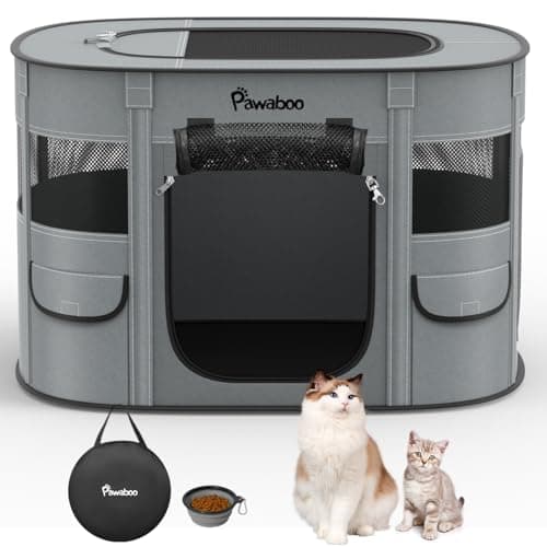 Pawaboo Portable Dog Playpen, 600D Oxford Pet Tent, Charcoal Gray