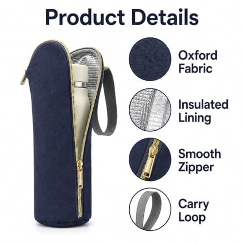 JiaYiXu 1 Pack Insulated Baby Bottle Bag, Dark Blue Milk Cooler Bottle Cooler Warmer Pouch, Baby Bottles Cooler Bag, Portable Travel Thermal Bags for Bottles — view 3