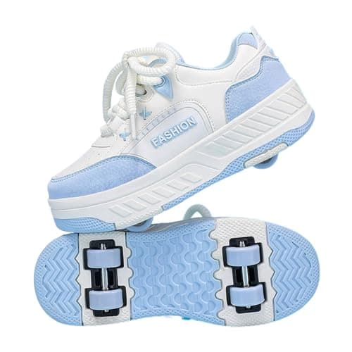 Surwin Roller Skates, Roller Skates for Girls Boys, 2 in 1 Kids Rollerskates, Detachable Walkable Teenagers Retractable Roller Shoes, Shoes with Wheels 4, for Outdoor Sports Walking (Blue,2)