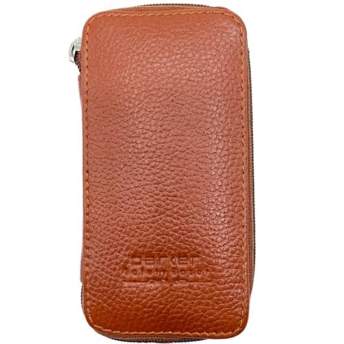 Parker Safety Razor Genuine Leather Double Edge Safety Razor Zippered Travel Case With Compartment For Blades Too - From Saddle Brown — view 4