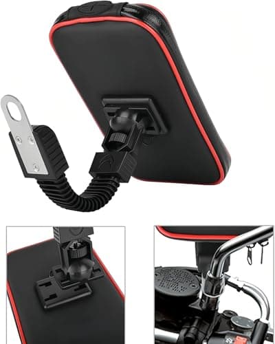 SUNSEATON 360-degree Rotating Waterproof Motorcycle Phone Support Holder, Motorbike Mount Case Stand Phone Holder, Universal Motorcycle Holder for Phones GPS Smaller than 6.2" (XL, Red) — view 6