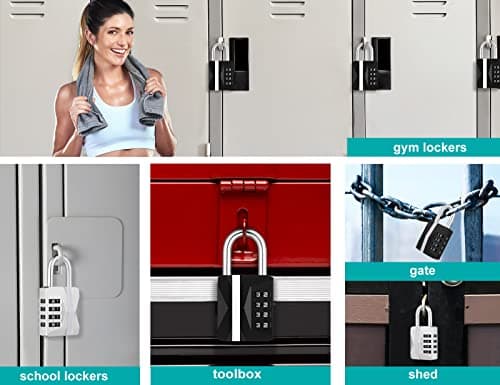 ZHEGE Locker Padlocks with Code, 4 Digit Combination Padlock (1P, Silver) — view 6