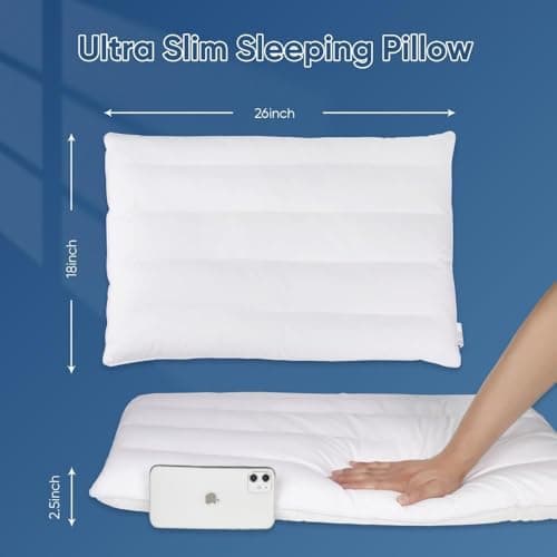 LanJingMeiGou Ultra Thin Flat Pillows for Sleeping 7D High Support 2.5 Inch Height Slim Bed Pillows for Stomach Sleeper Standard Size 18x26 Inches — view 4