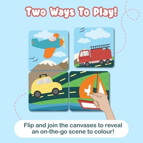 Binca Dotties Vehicles Dot Art Activity Kit — On The Go | 750+ Stickers | Mess-Free Travel Activity for Kids Ages 4-7 | Craft Kit for Boys | Plane & Car Journey Activity — view 4