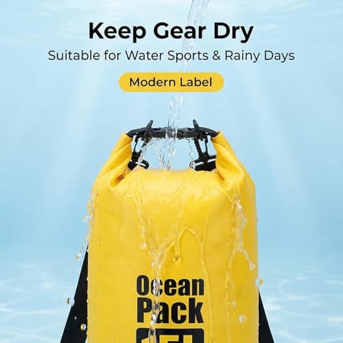 RONGZUBAT 10L Waterproof Dry Bag with Shoulder Strap, Roll Top Dry Sack for Towels and Clothes, Waterproof Bag for Kayaking, Paddle Boarding, Boating, Beach, Camping and Travel - Yellow — view 4